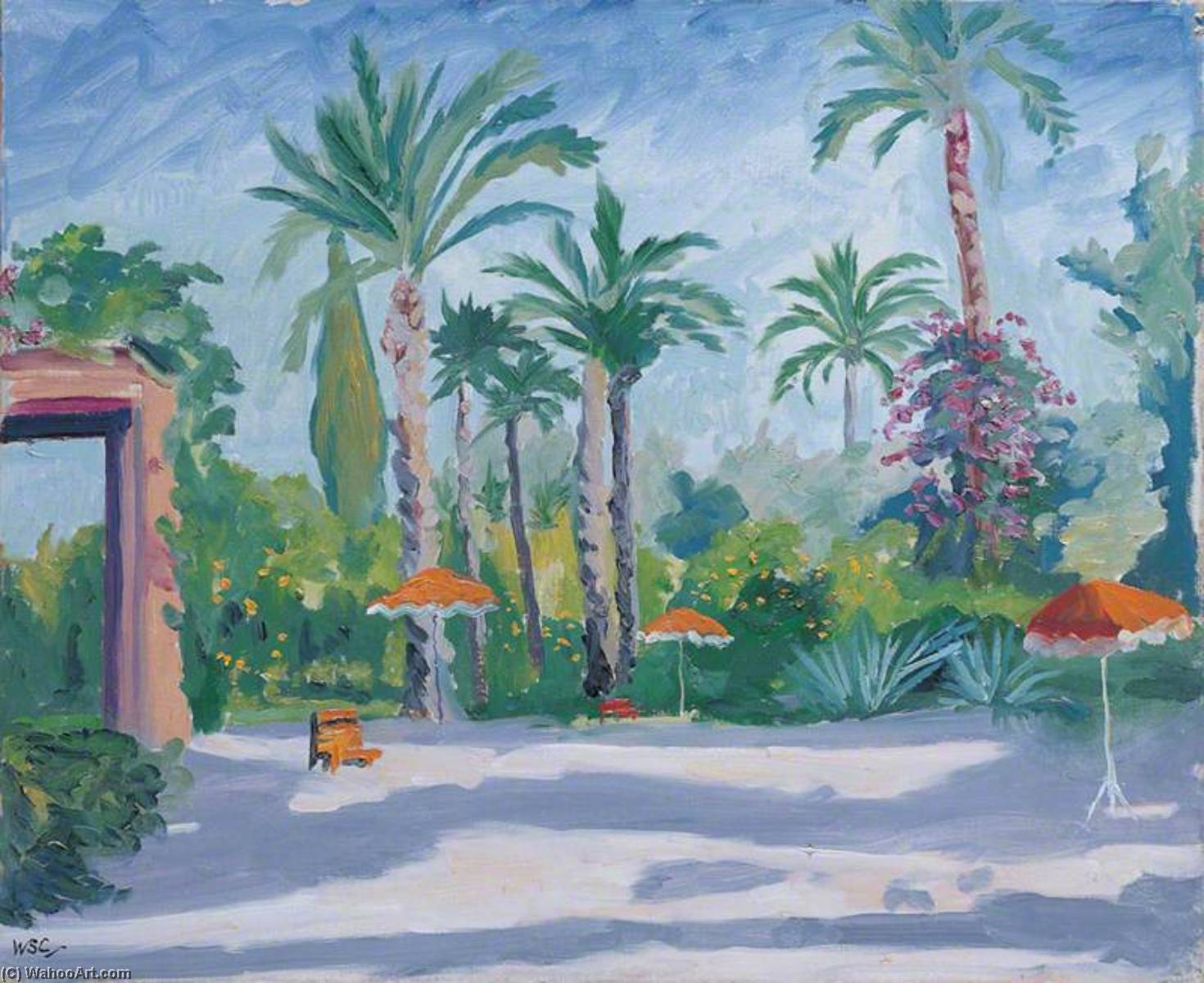 Order Oil Painting Replica The Garden of the Mamounia Hotel, Marrakech, 1954 by Winston Spencer Churchill (Inspired By) (1874-1965) | ArtsDot.com