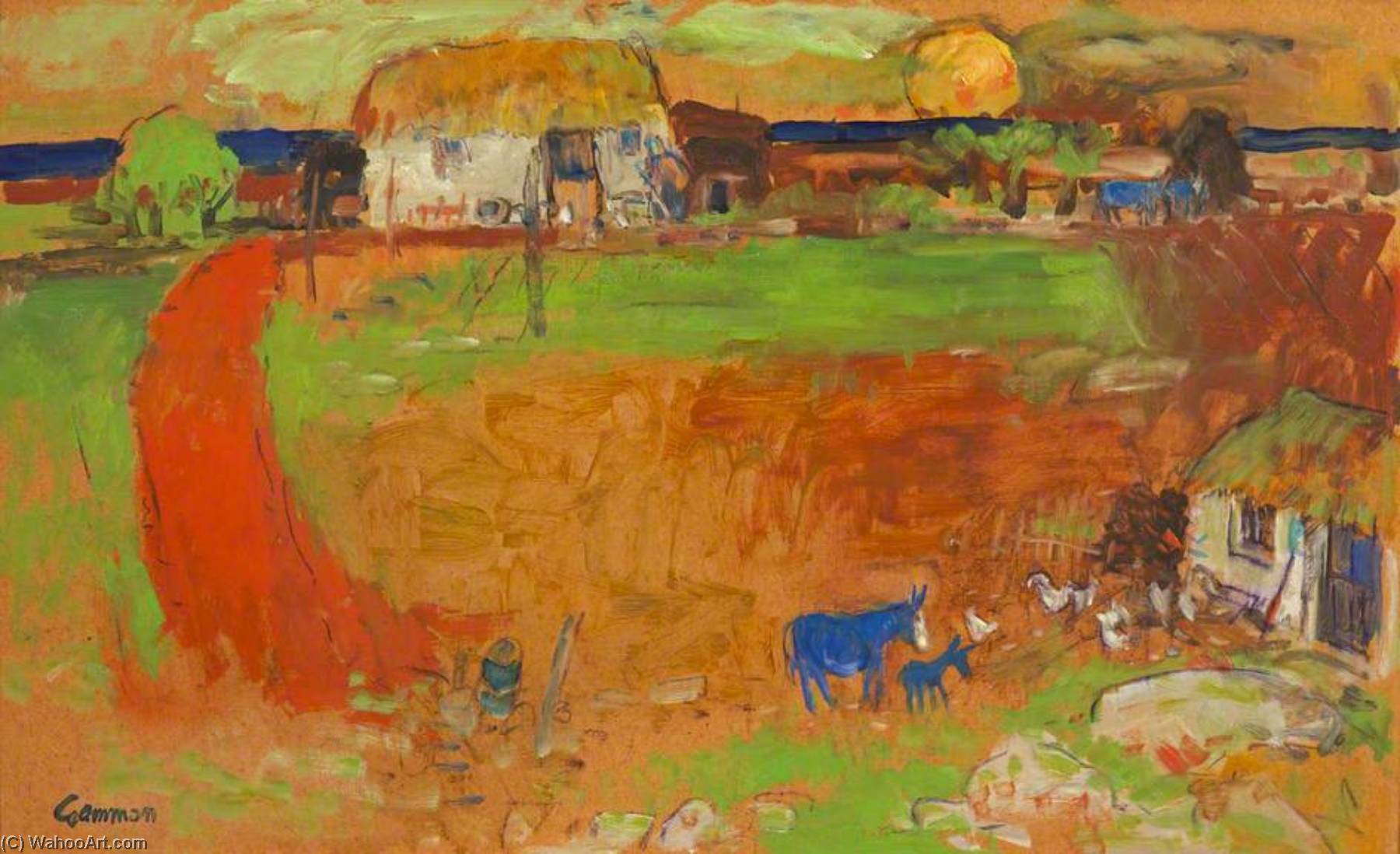 Landscape with Blue Donkey by Reginald Gammon (1921-2005) Reginald Gammon | ArtsDot.com