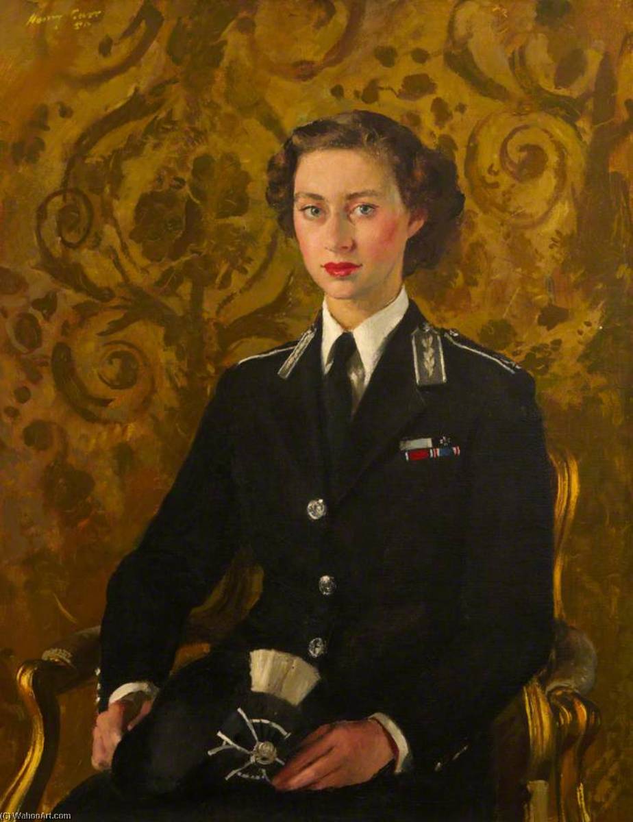 Order Paintings Reproductions HRH Princess Margaret (1930–2002), 1950 by Henry Marvell Carr (Inspired By) (1894-1970) | ArtsDot.com