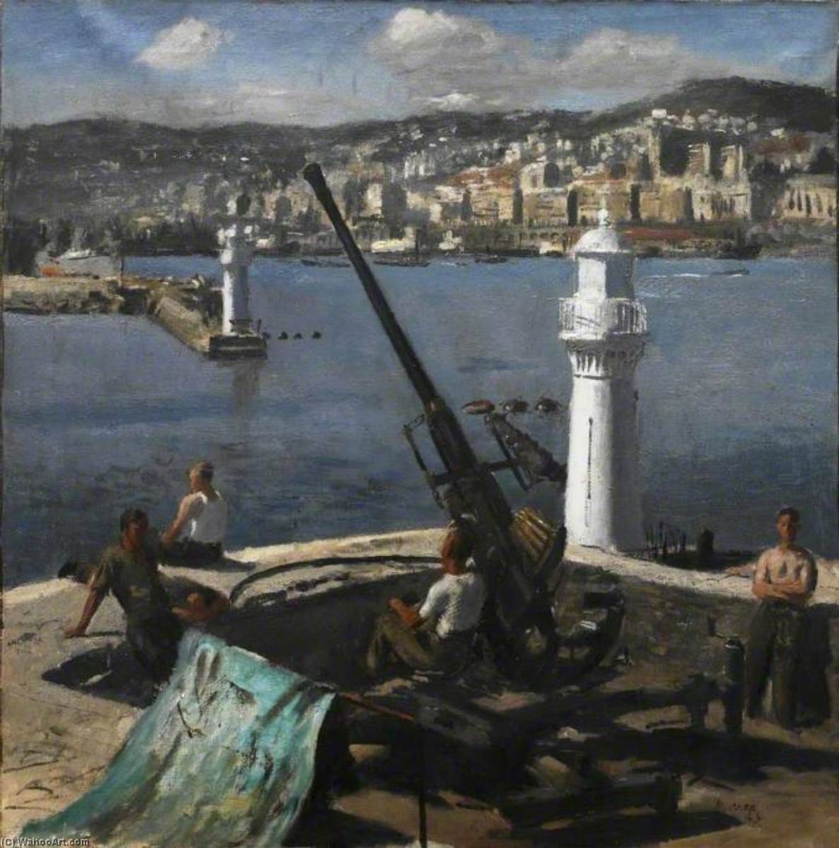 Buy Museum Art Reproductions A Bofors Gun, Algiers, 1943 by Henry Marvell Carr (Inspired By) (1894-1970) | ArtsDot.com