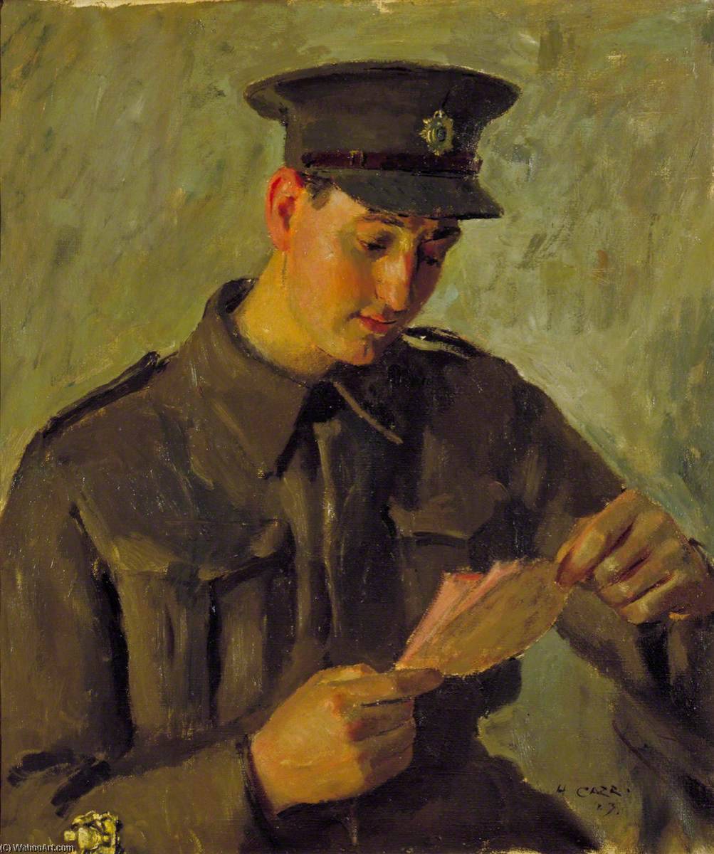 Order Oil Painting Replica Staff Sergeant Major E. A. Billett, 1943 by Henry Marvell Carr (Inspired By) (1894-1970) | ArtsDot.com