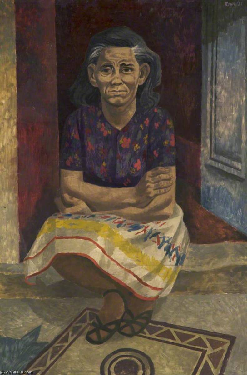 Order Paintings Reproductions Woman Sitting on Doorstep, 1931 by Cliff Rowe (Inspired By) (1904-1988) | ArtsDot.com