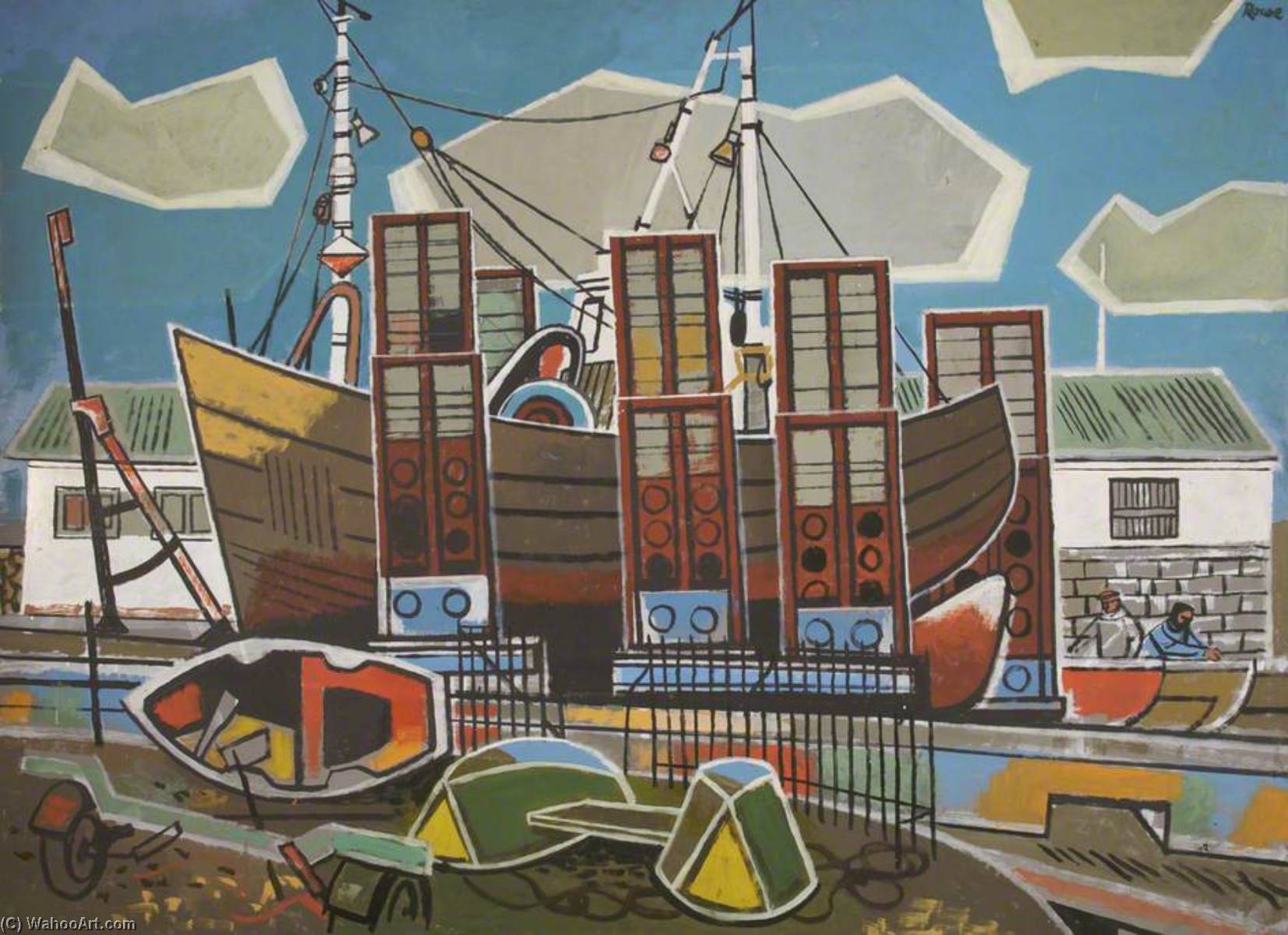 Buy Museum Art Reproductions Fishing Boat on the Stocks by Cliff Rowe (Inspired By) (1904-1988) | ArtsDot.com