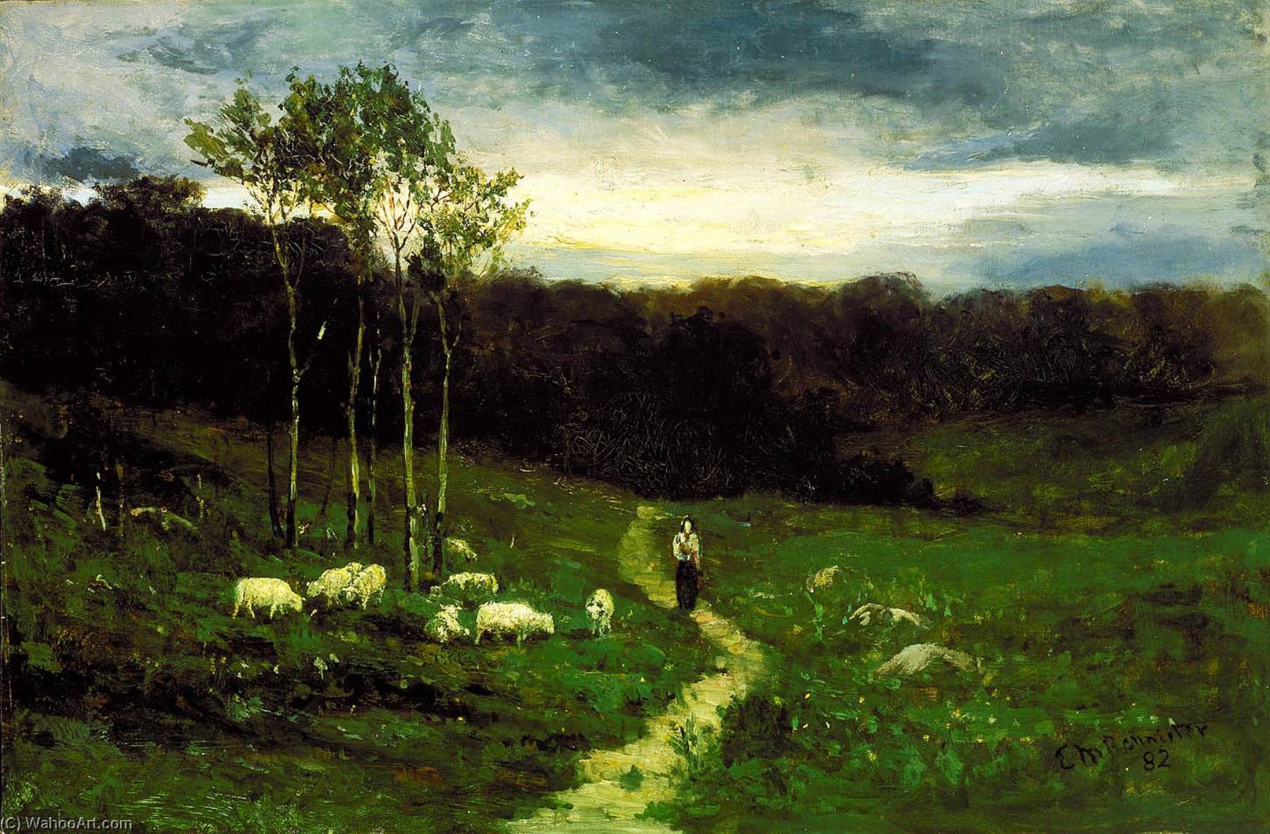 Buy Museum Art Reproductions Woman Walking down Path, 1882 by Edward Mitchell Bannister (1828-1901, Canada) | ArtsDot.com