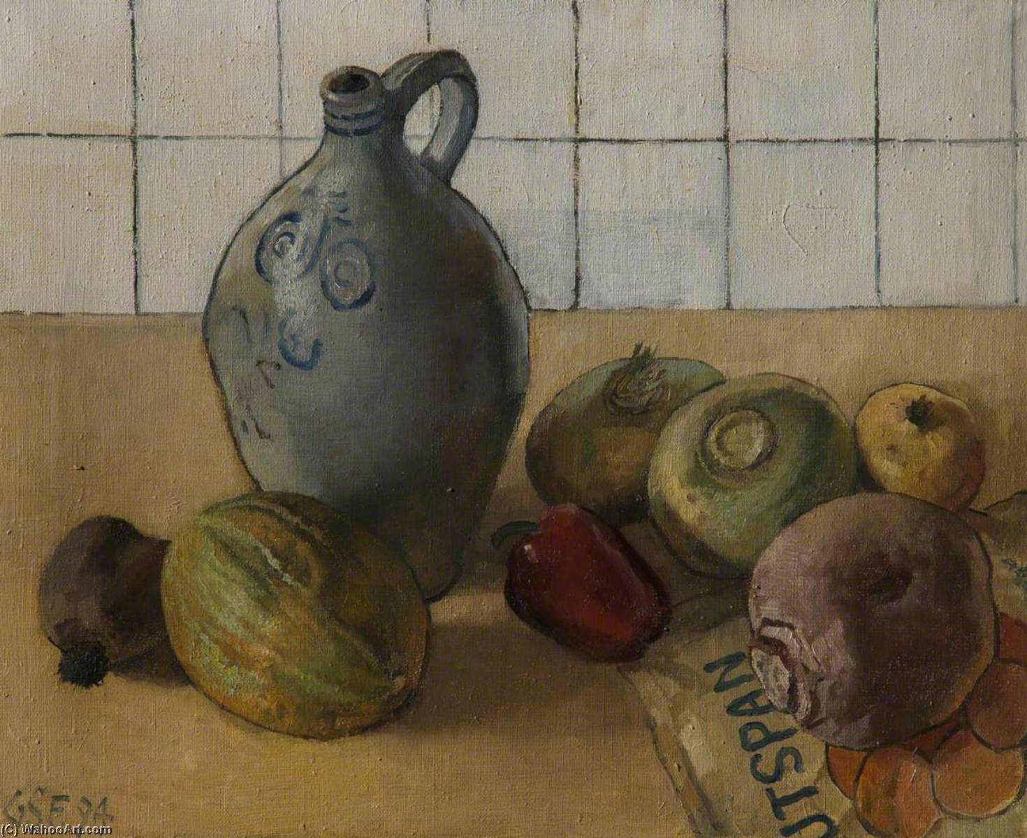 Small Still Life with French Pitcher, 1994 by Geoffrey Scowcroft Fletcher (1923-2004) Geoffrey Scowcroft Fletcher | ArtsDot.com