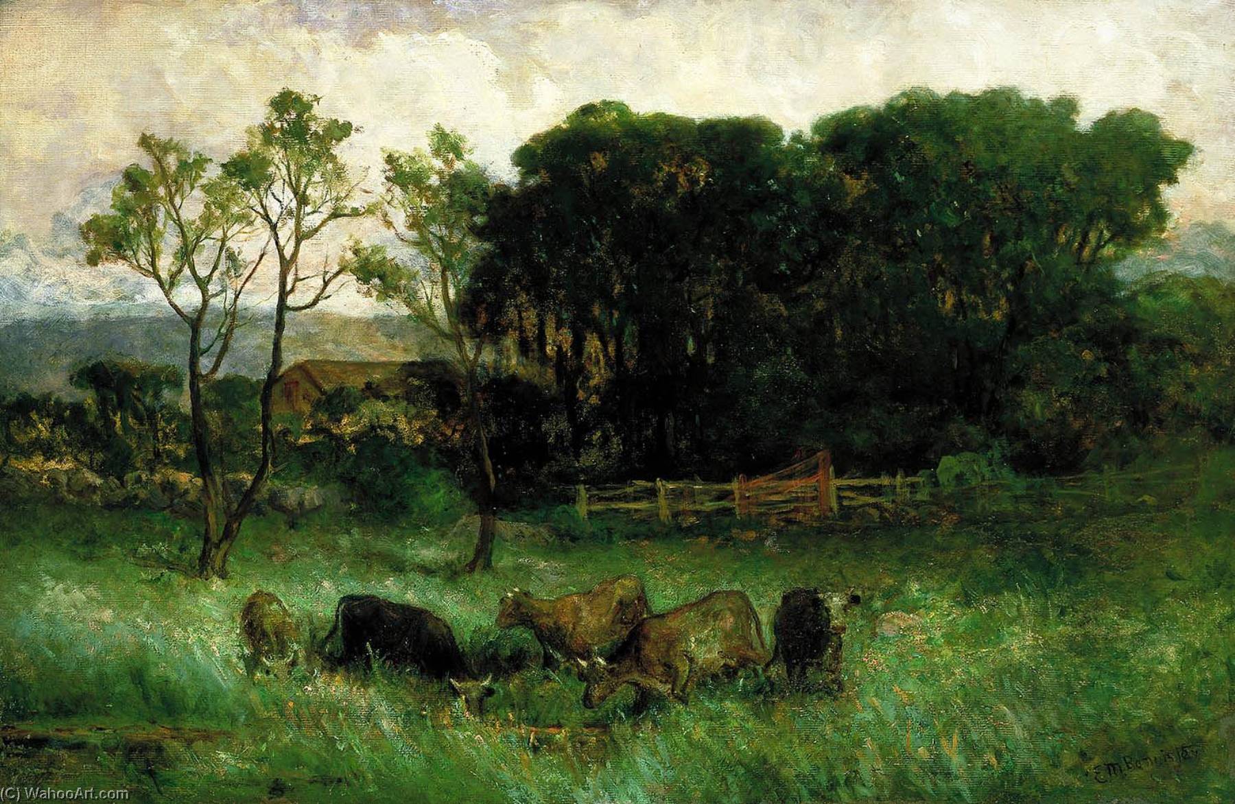 Buy Museum Art Reproductions Untitled (five cows in pasture), 1886 by Edward Mitchell Bannister (1828-1901, Canada) | ArtsDot.com