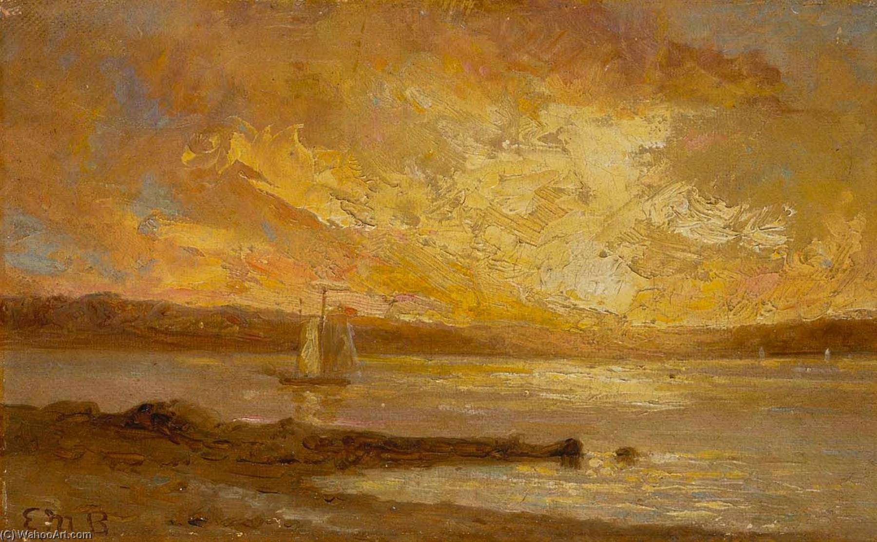 Buy Museum Art Reproductions Boat on Sea by Edward Mitchell Bannister (1828-1901, Canada) | ArtsDot.com