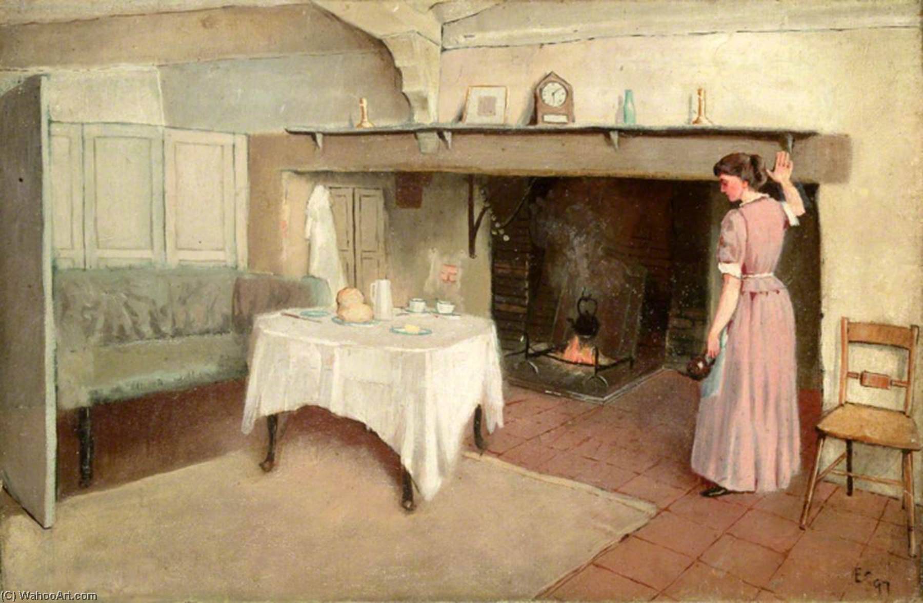 Buy Museum Art Reproductions Interior View of Unidentified Cottage in East Surrey, 1897 by Ernest C Christie (1863-1937) | ArtsDot.com