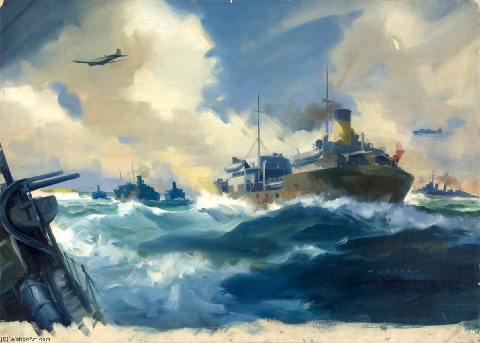 Get Paintings Reproductions Convoy Scene, 1946 by Frank Wootton (Inspired By) (1911-1998) | ArtsDot.com