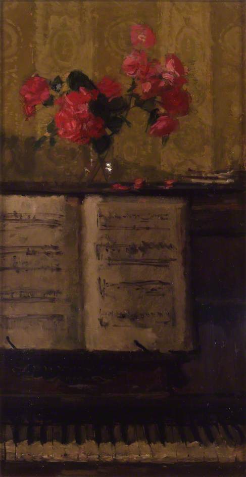 Buy Museum Art Reproductions Flowers on a Piano by Ruskin Spear (Inspired By) (1911-1990) | ArtsDot.com