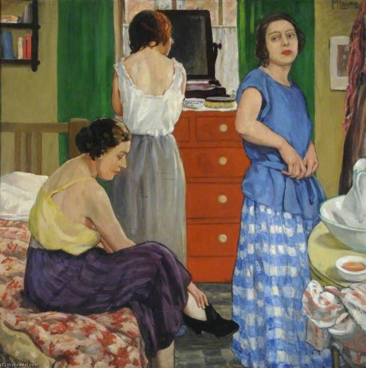 Order Paintings Reproductions Girls Dressing, 1920 by Mabel Frances Layng (1881-1937) | ArtsDot.com