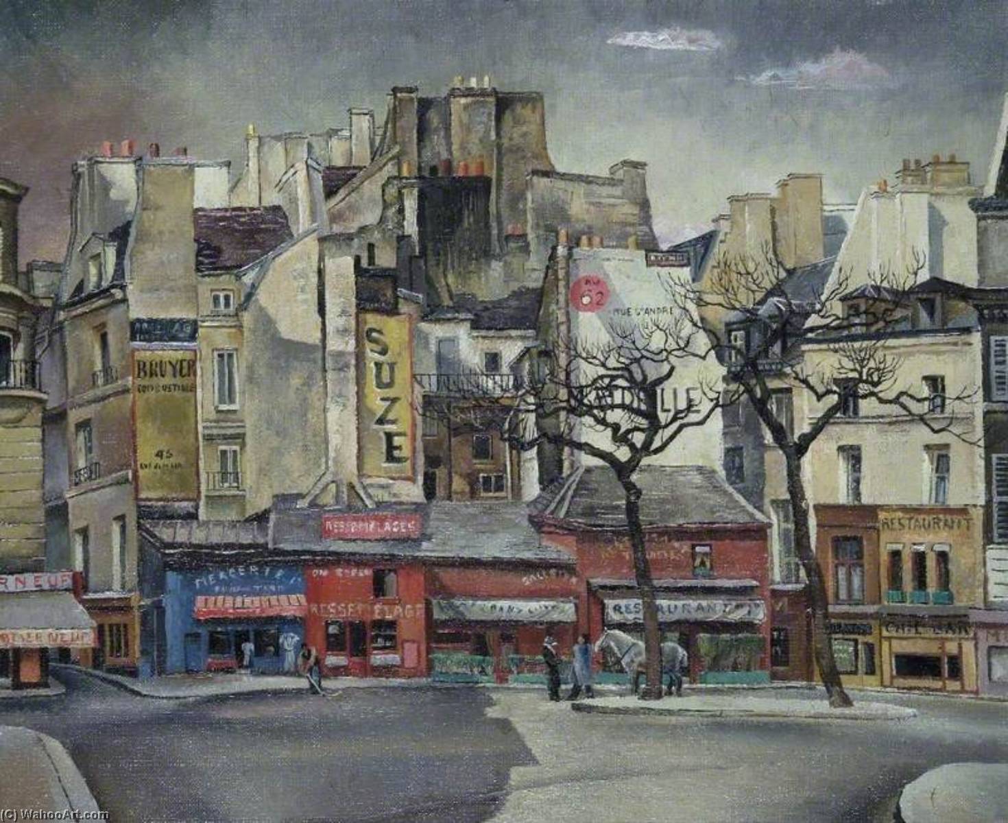 Buy Museum Art Reproductions Street Scene, Paris, France, 1940 by Sine Mackinnon (Inspired By) (1901-1996) | ArtsDot.com