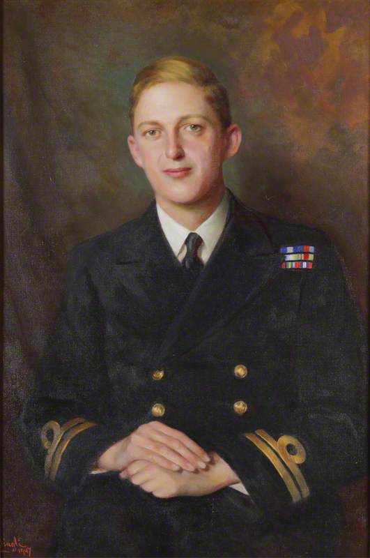 Order Paintings Reproductions Lieutenant Commander Thomas Hornyold Strickland (1921–1983), 7th Count della Catena, 1947 by Edward Caruna Dingli (1876-1950) | ArtsDot.com