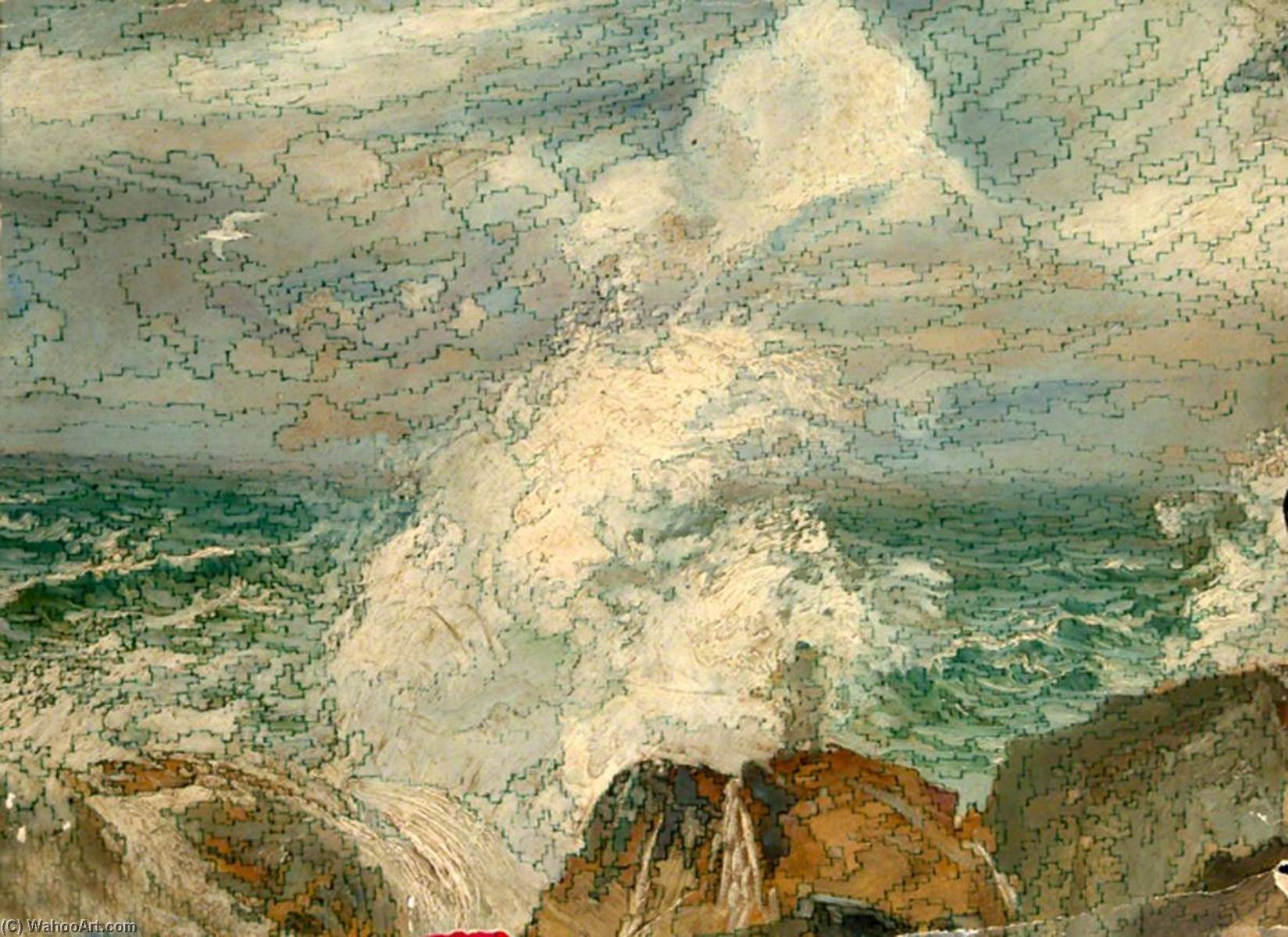 Buy Museum Art Reproductions Waves Breaking on Rocks by Sidney Herbert Sime (1865-1941) | ArtsDot.com