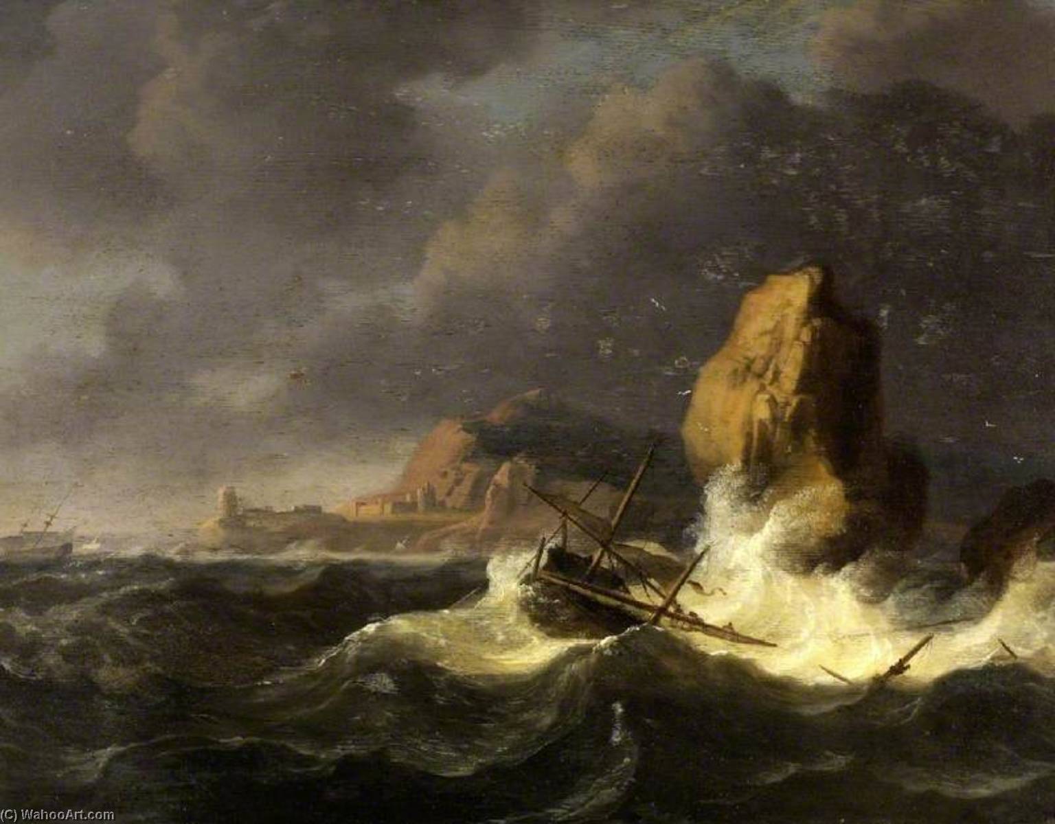 Order Oil Painting Replica A Shipwreck, 1660 by Ludolf Backhuysen | ArtsDot.com