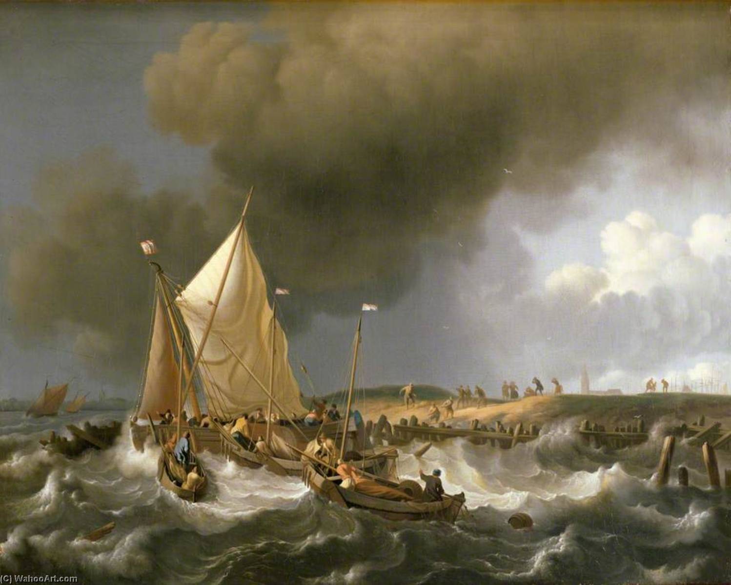 Buy Museum Art Reproductions Boats in a Storm, 1696 by Ludolf Backhuysen | ArtsDot.com
