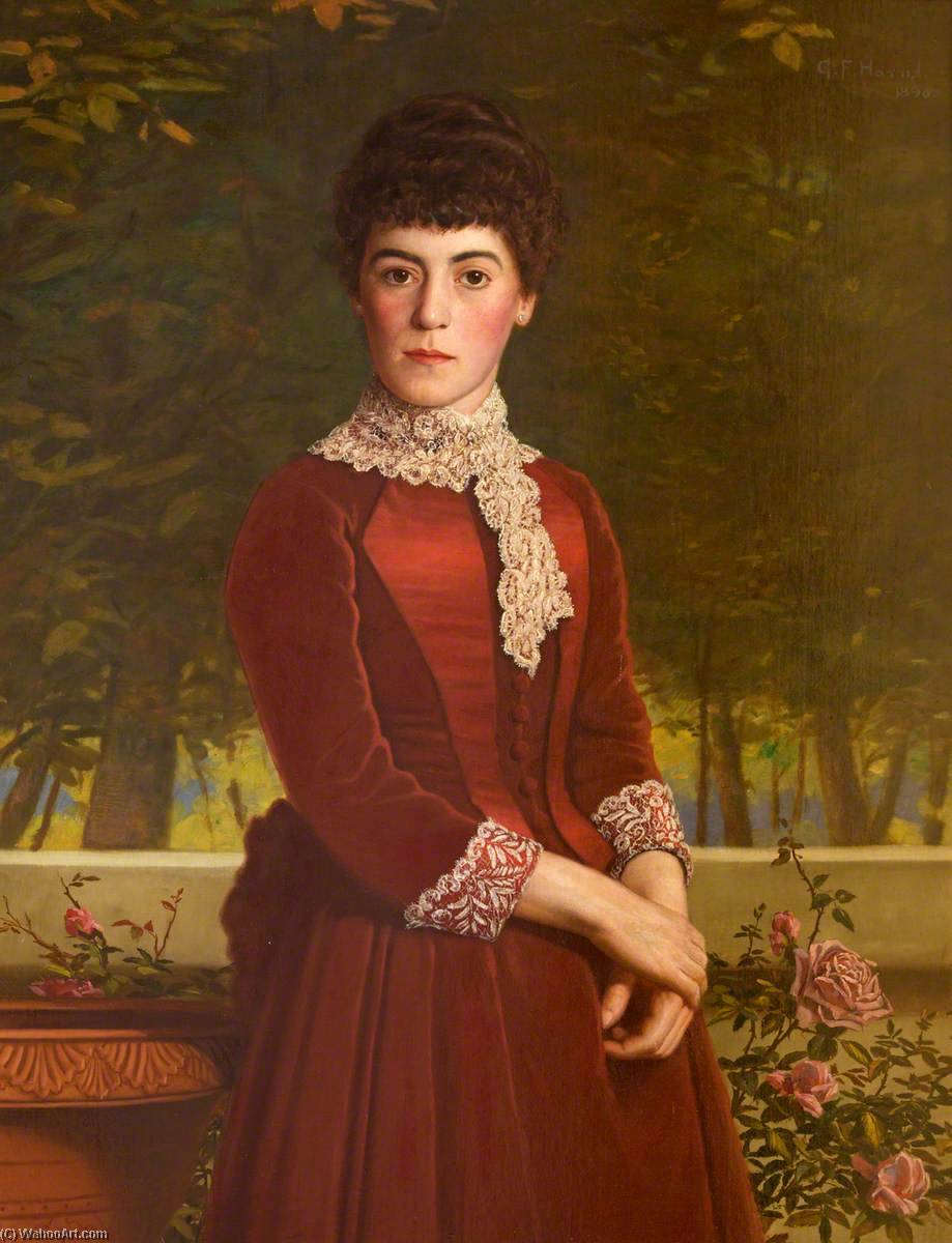 Order Oil Painting Replica Portrait of a Woman in Red, 1890 by George Frederick Harris (1856-1924) | ArtsDot.com