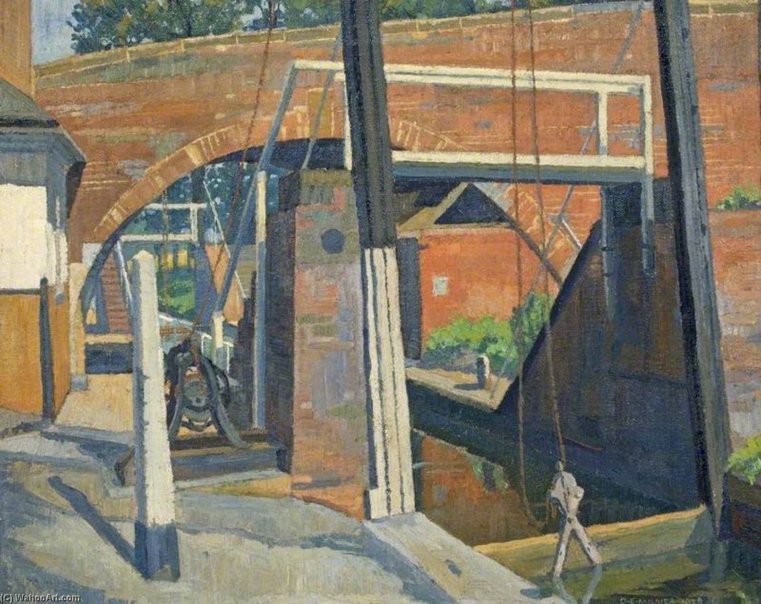 Order Oil Painting Replica The Lock Gate (King`s Norton, Guillotine Gate), 1926 by Donald Ewart Milner (Inspired By) (1898-1993) | ArtsDot.com