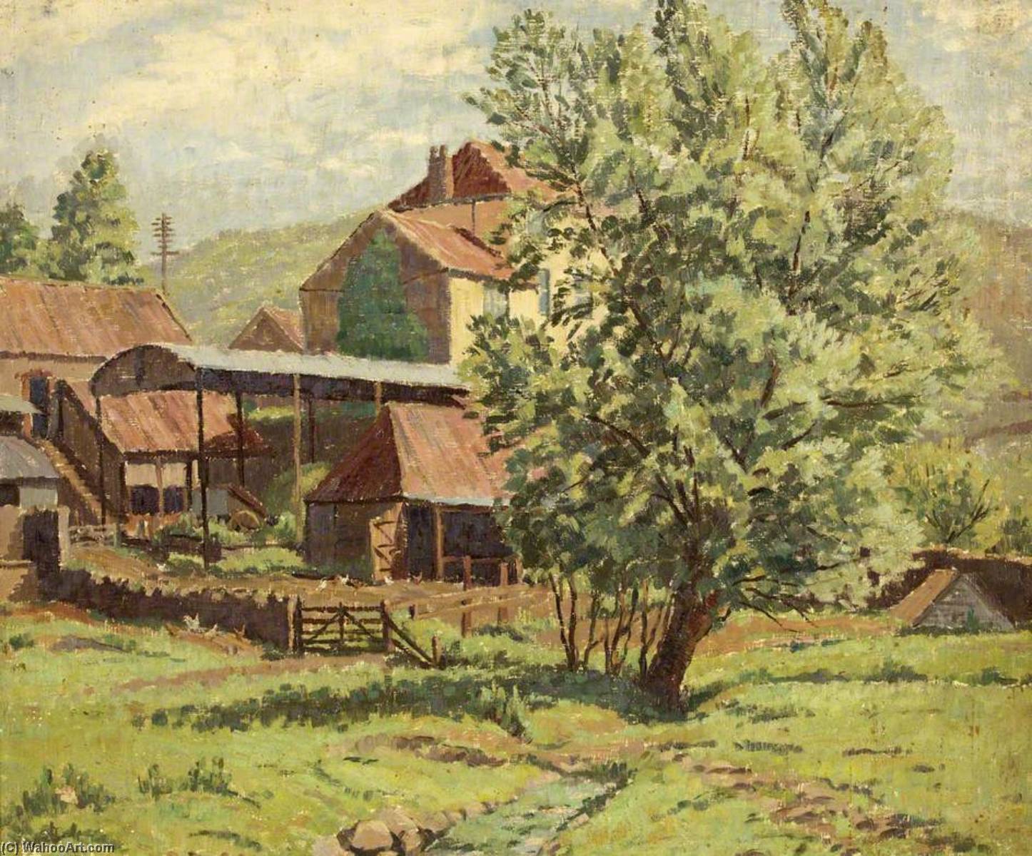 Order Oil Painting Replica A Mendip Farm by Donald Ewart Milner (Inspired By) (1898-1993) | ArtsDot.com