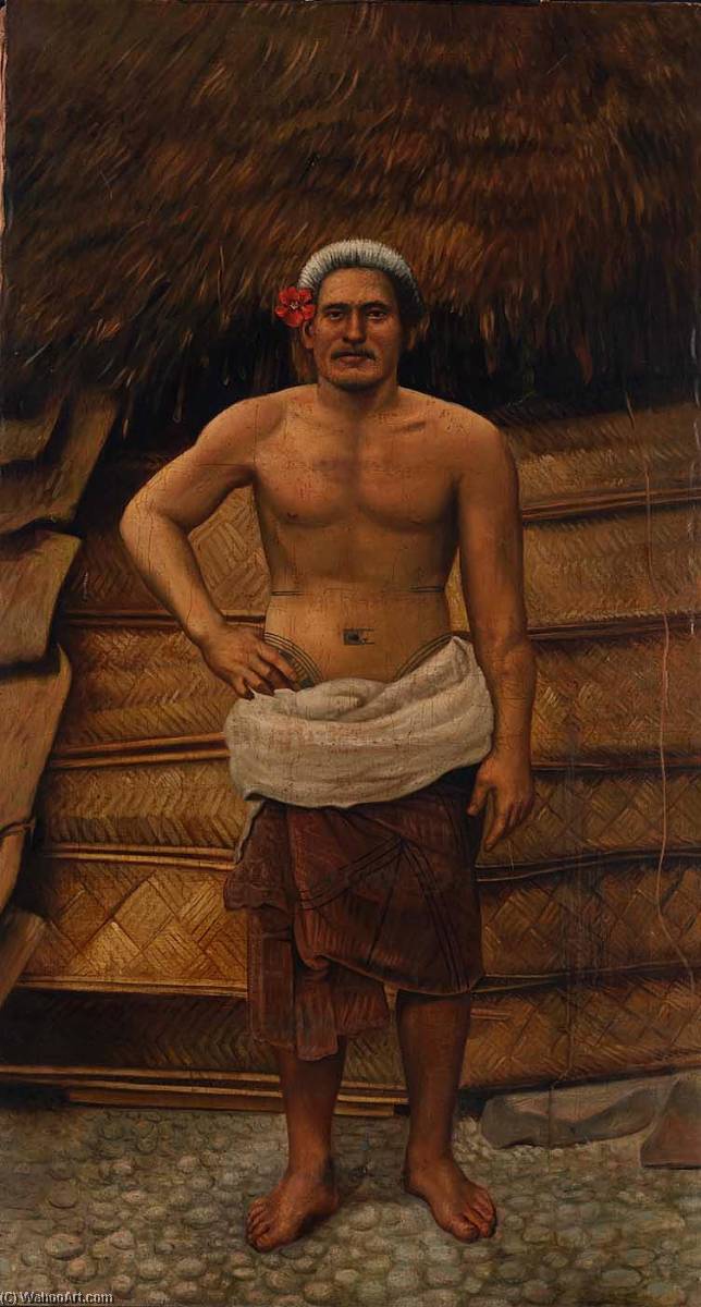 Order Oil Painting Replica Samoan Man, 1899 by Antonion Zeno Shindler (1823-1899) | ArtsDot.com