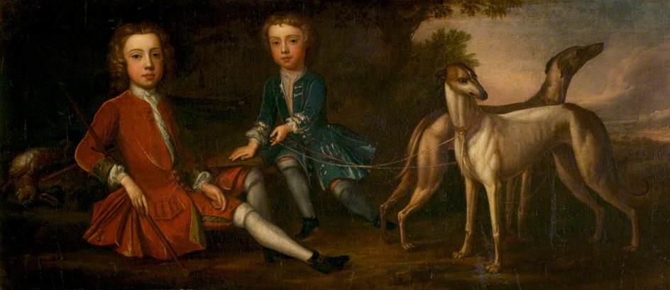 Order Oil Painting Replica Two Boys with Greyhounds by Isaac Whood (1689-1752) | ArtsDot.com