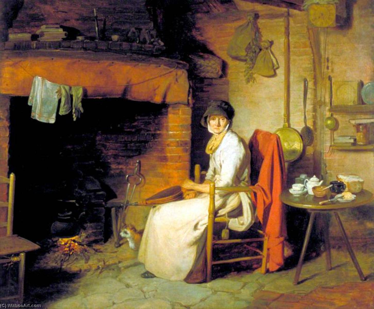 Order Oil Painting Replica A Cottage Interior An Old Woman Preparing Tea, 1793 by William Redmore Bigg (1755-1828) | ArtsDot.com