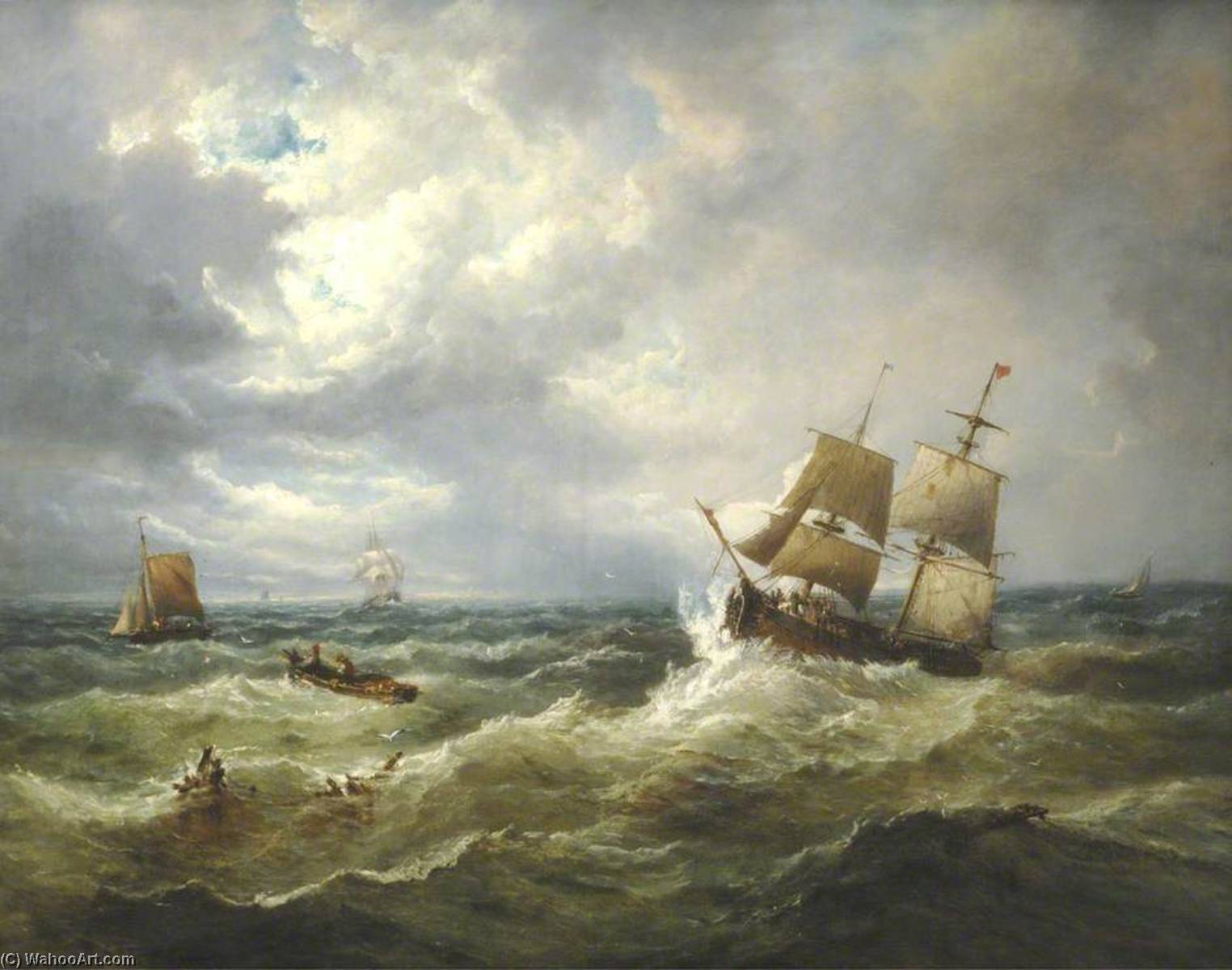Order Oil Painting Replica Shipping off Felixstowe, 1876 by John Moore Of Ipswich (1821-1902) | ArtsDot.com