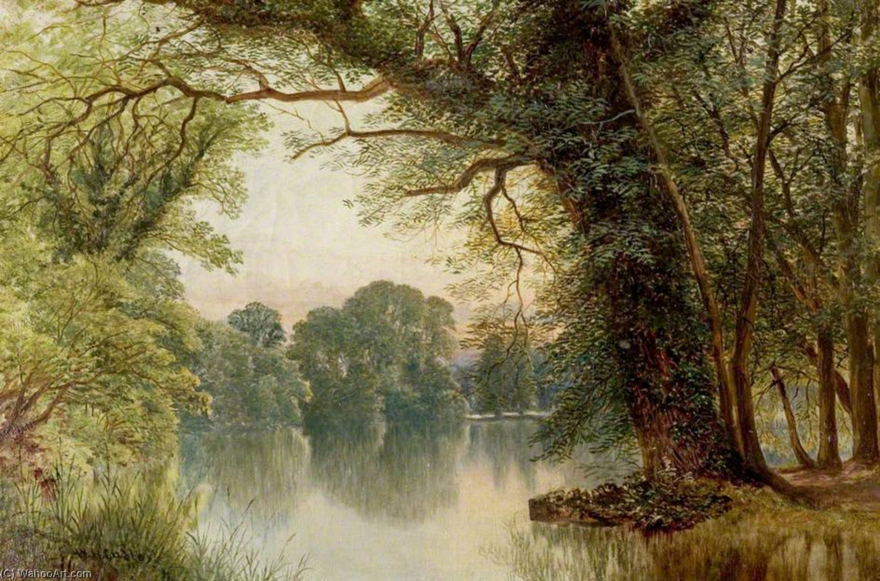 Order Art Reproductions The Lake, Highfields, Nottingham, 1884 by William Harold Cubley (1816-1896) | ArtsDot.com