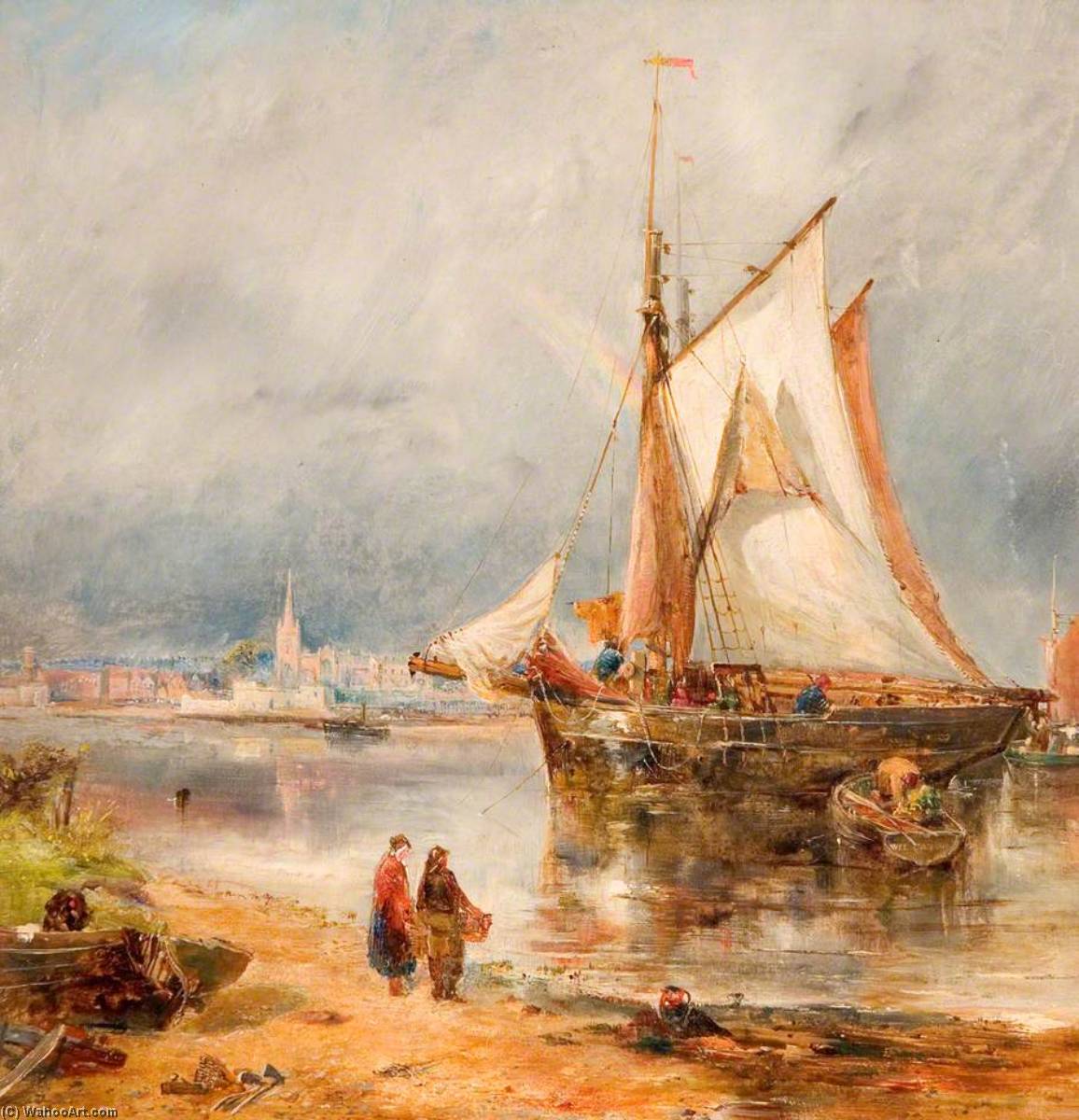 Order Oil Painting Replica Fishing Boats in an Estuary, 1914 by William Joseph Julius Caesar Bond (1833-1928) | ArtsDot.com