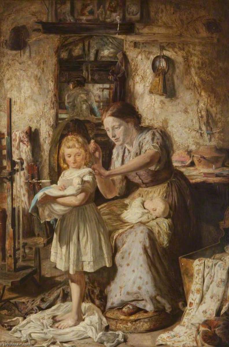 Order Oil Painting Replica A Stitch in Time, 1868 by Thomas Wade (1828-1891) | ArtsDot.com