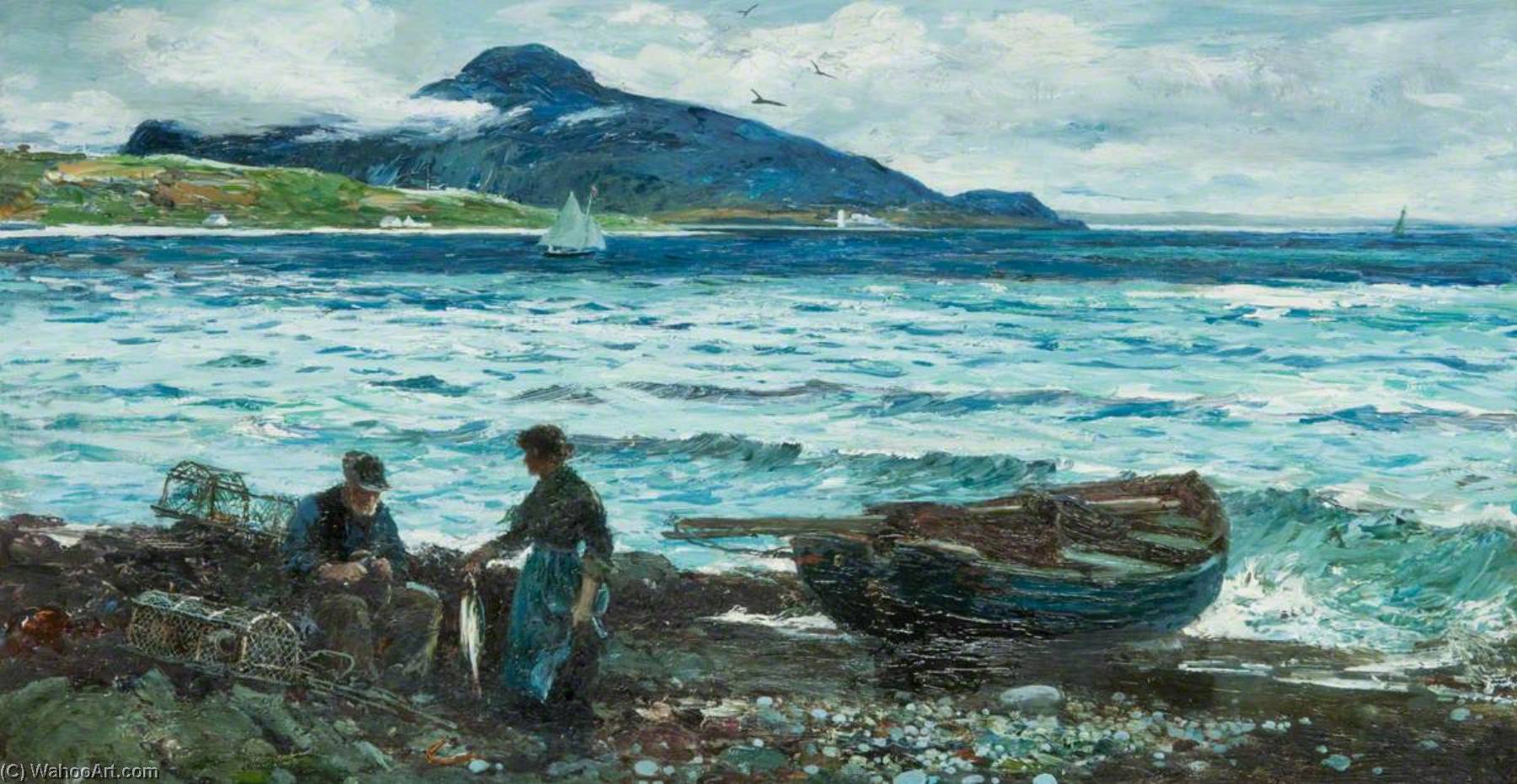 Order Oil Painting Replica Holy Isle from Whiting Bay by John Robertson Reid (1851-1926) | ArtsDot.com
