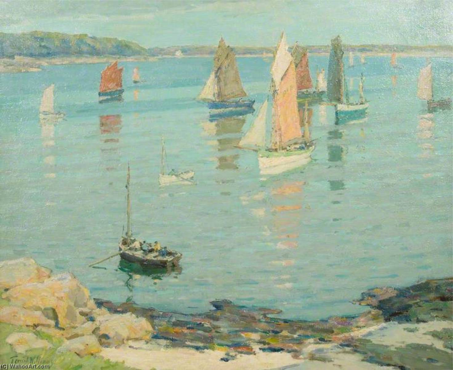 Order Oil Painting Replica In with the Tide, Concarneau, France, 1930 by Terrick John Williams (1860-1936) | ArtsDot.com