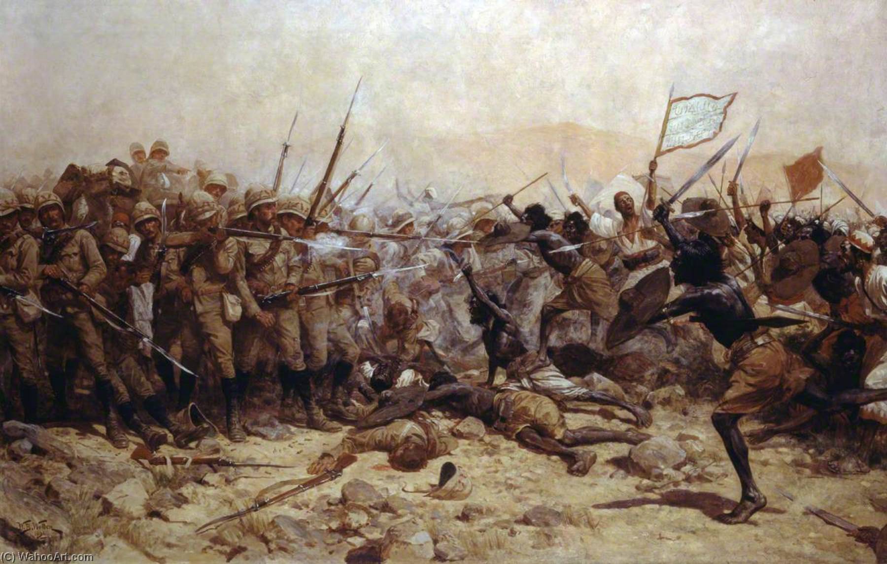 Achat Reproductions D'art Bataille d`Abu Klea, 17 janvier 1885, 1896 de William Barns Wollen (1857-1936) | ArtsDot.com