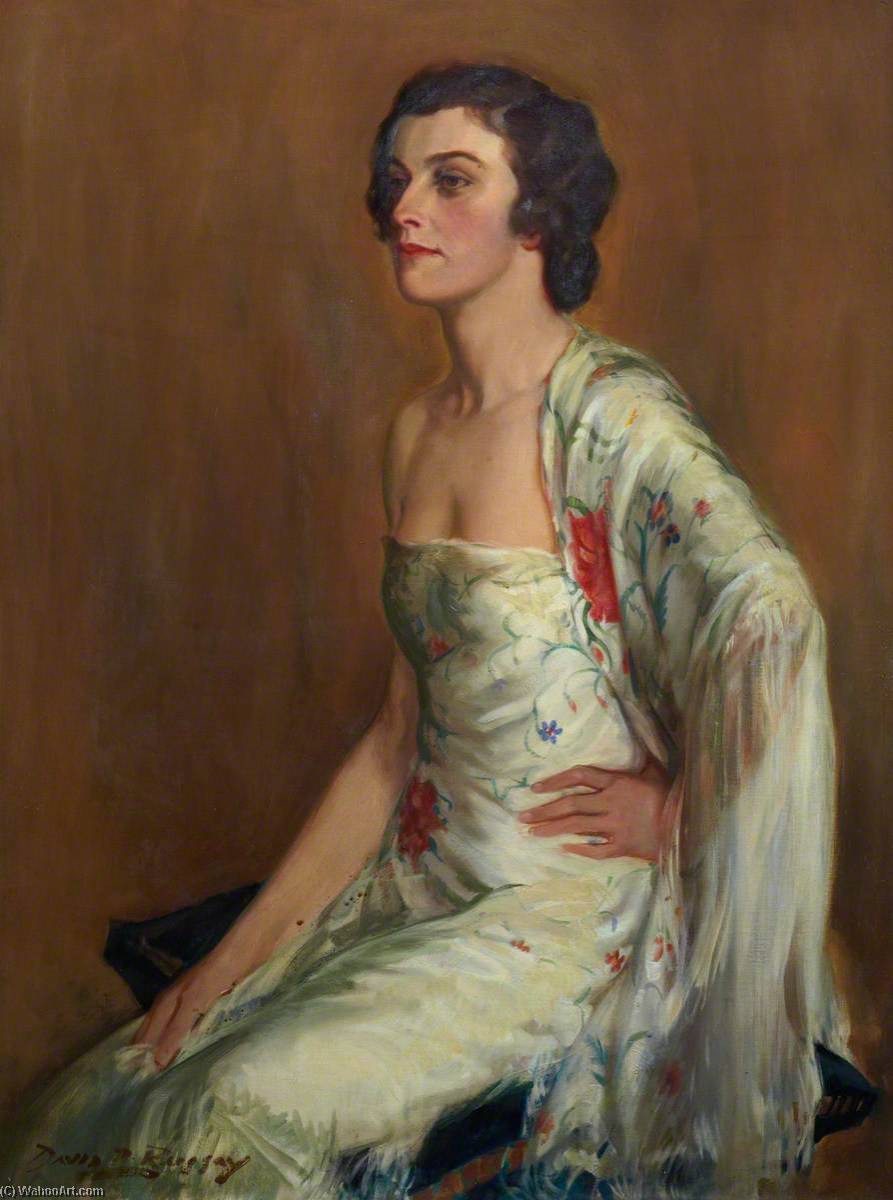 Buy Museum Art Reproductions A Lady with a Shawl (Miss Betty Cautley) by David Prophet Ramsay (1888-1944) | ArtsDot.com