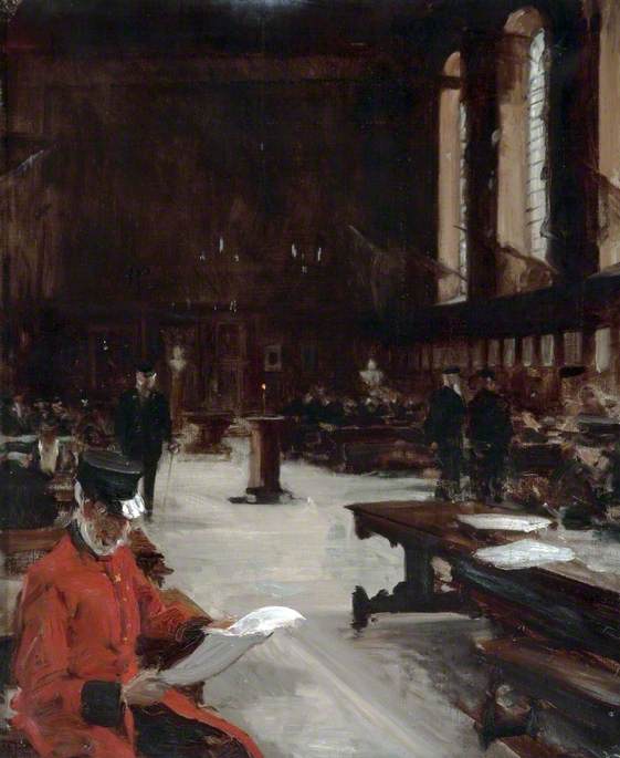 Buy Museum Art Reproductions Great Hall, Chelsea Hospital, London by George Percy Jacomb Hood (1857-1929) | ArtsDot.com