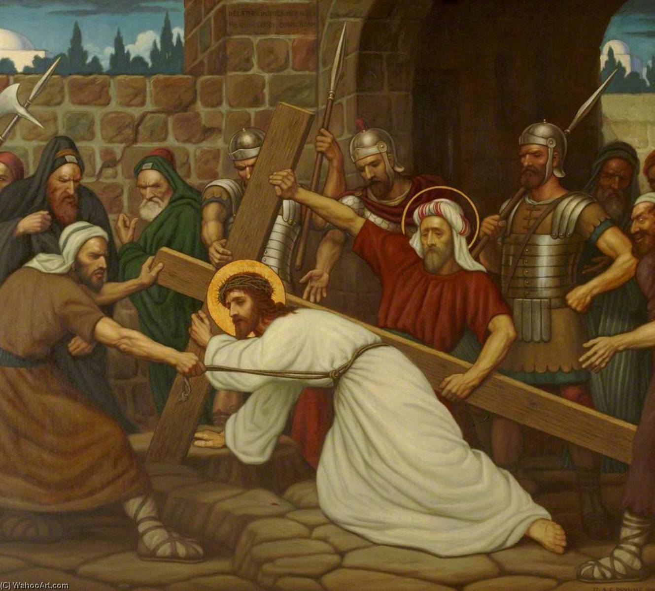 Order Oil Painting Replica Jesus Falls the Second Time (part of ‘Stations of the Cross’), 1920 by Edward Arthur Fellowes Prynne (1854-1921) | ArtsDot.com