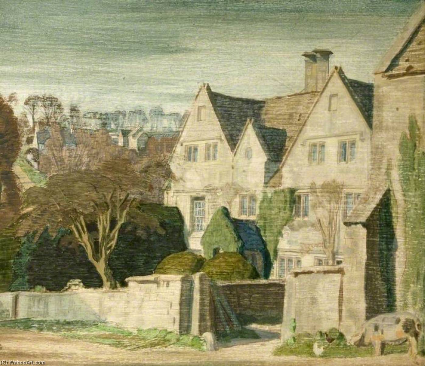 Order Oil Painting Replica Holcombe House, Painswick, Gloucestershire, 1926 by Charles March Gere (Inspired By) (1869-1957) | ArtsDot.com