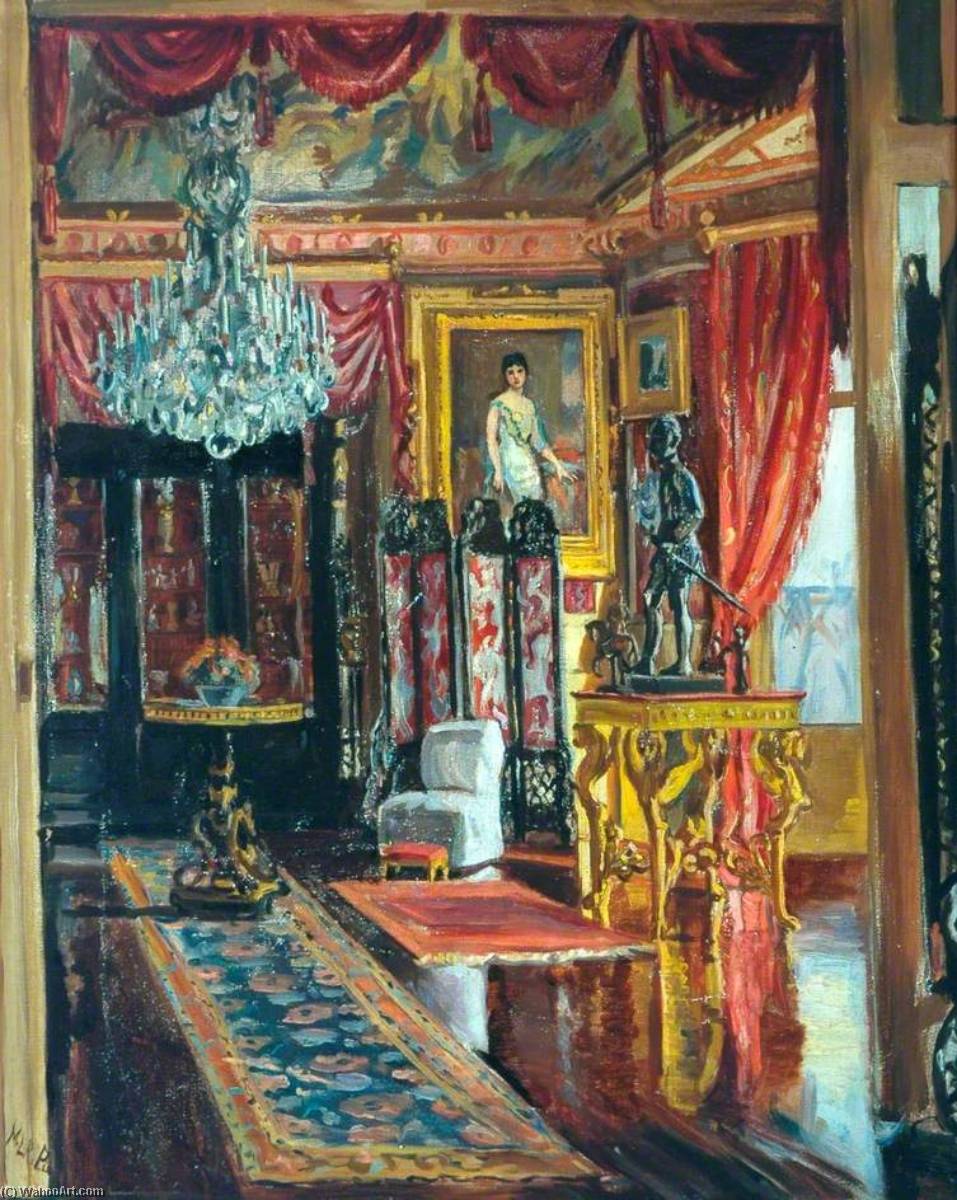 Order Artwork Replica Red Drawing Room, Cliffe Castle, 1886 by Marie Louise Roosevelt Pierrepont (Inspired By) (1889-1984) | ArtsDot.com