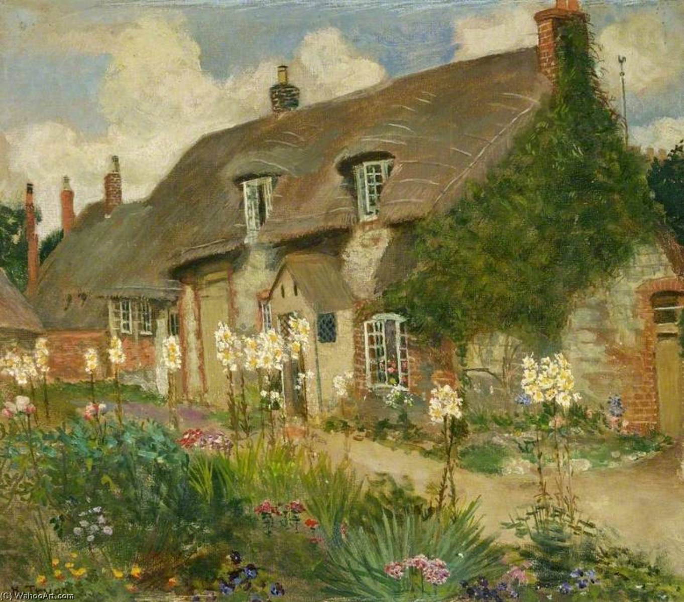 Buy Museum Art Reproductions Vicar`s Garden Cottage, Chiseldon, Wiltshire, 1910 by Kate Allen Tryon (1865-1952) | ArtsDot.com