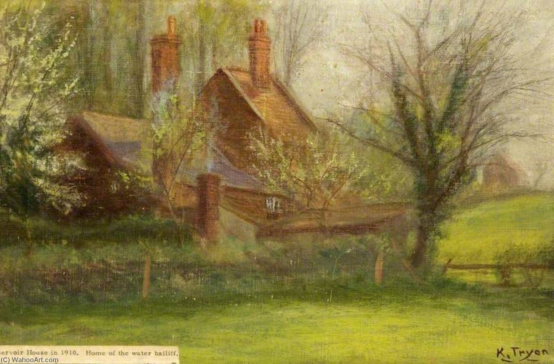 Order Oil Painting Replica Reservoir House, Swindon, Wiltshire, 1910, Home of the Water Bailiff by Kate Allen Tryon (1865-1952) | ArtsDot.com