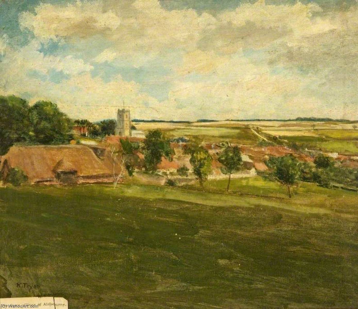 Buy Museum Art Reproductions The Downs Village of Aldbourne, Wiltshire by Kate Allen Tryon (1865-1952) | ArtsDot.com