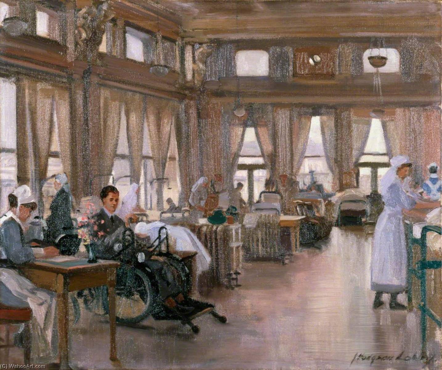 Order Artwork Replica The Special Surgical Auxiliary Hospital at the `Star and Garter`, Richmond The Dining Room, 1918 by John Hodgson Lobley (Inspired By) (1878-1954) | ArtsDot.com