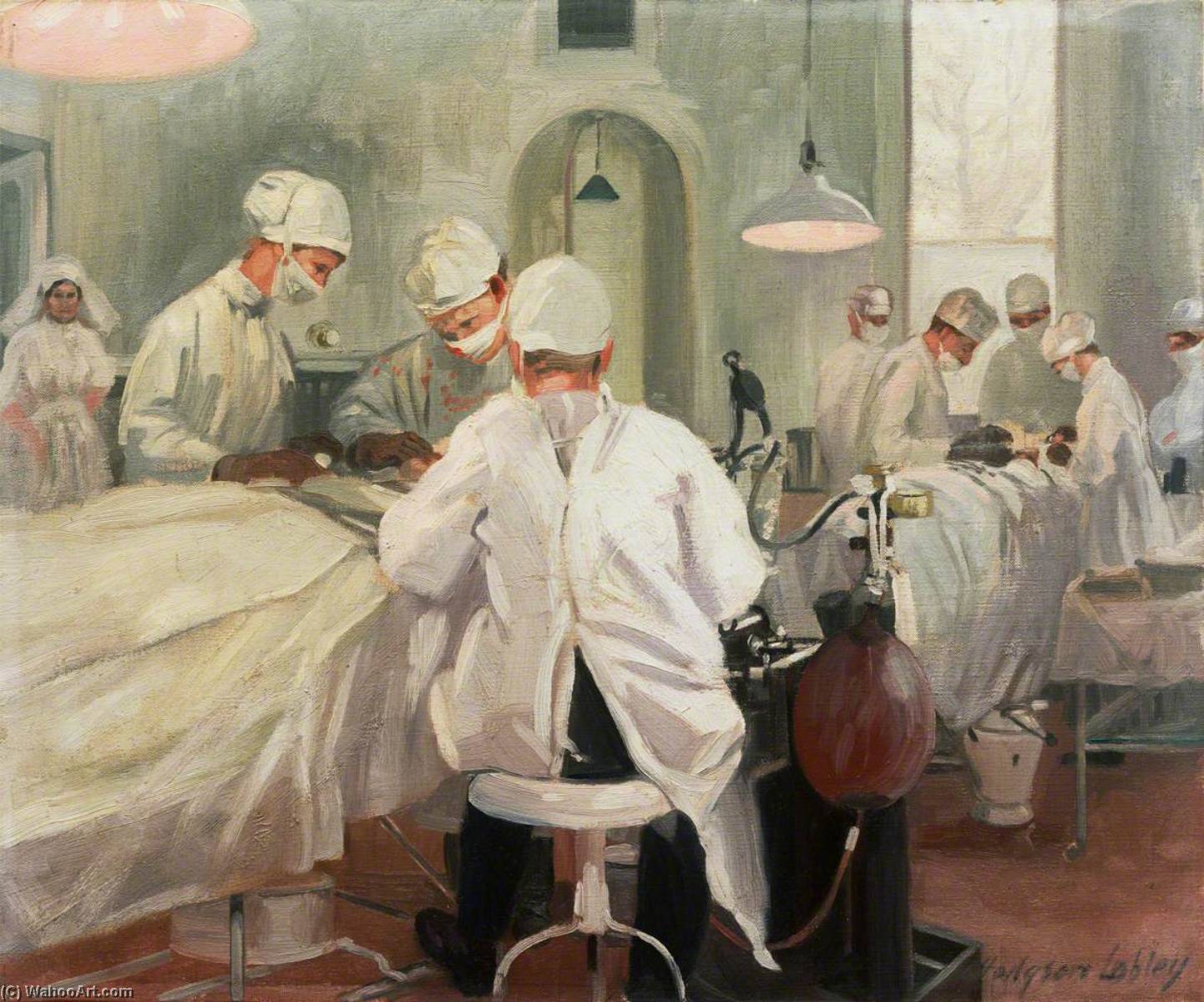 Order Artwork Replica The Queen`s Hospital for Facial Injuries, Frognal, Sidcup The Operating Theatre, 1918 by John Hodgson Lobley (Inspired By) (1878-1954) | ArtsDot.com