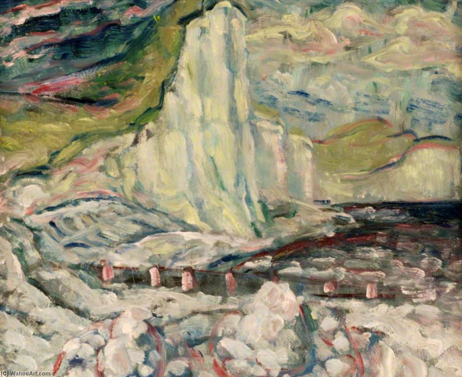 Buy Museum Art Reproductions Seascape with Cliffs by Kaff Gerrard (Inspired By) (1894-1970) | ArtsDot.com