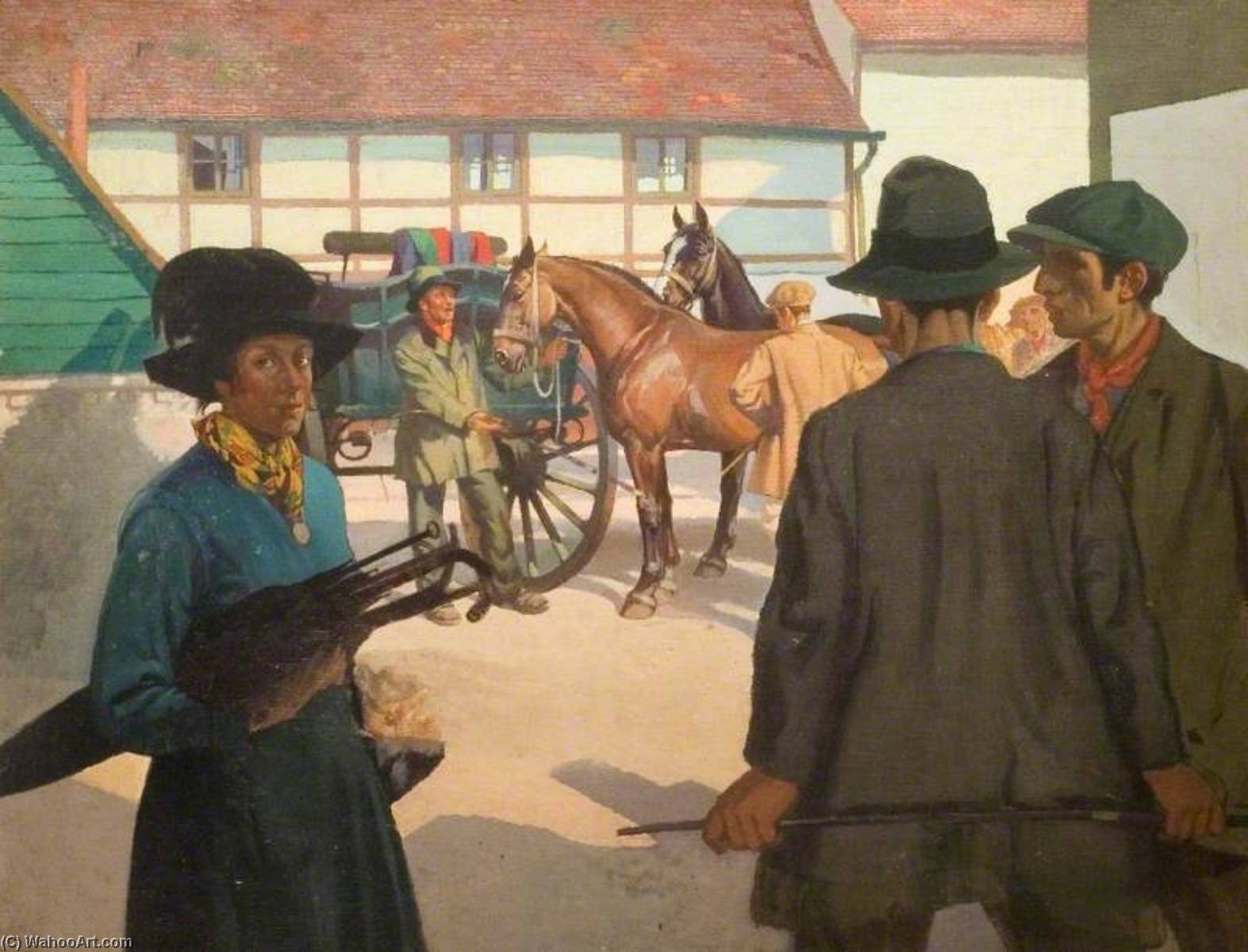 Order Oil Painting Replica The Horse Dealers by Ernest Herbert Whydale (1886-1952) | ArtsDot.com