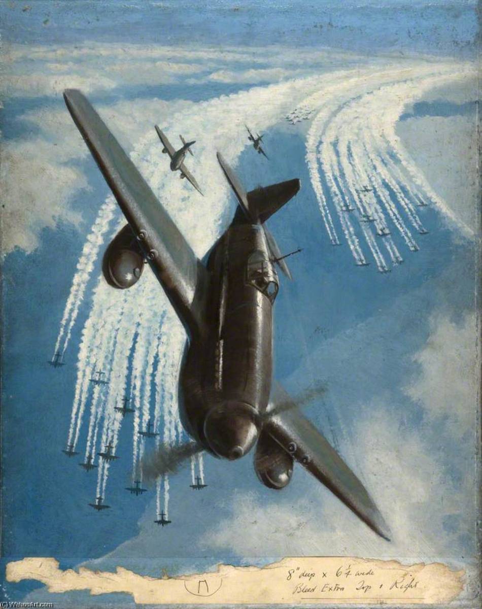 Get Paintings Reproductions Fighter Aircraft Escort, 1946 by Roy Anthony Nockolds (Inspired By) (1911-1979) | ArtsDot.com