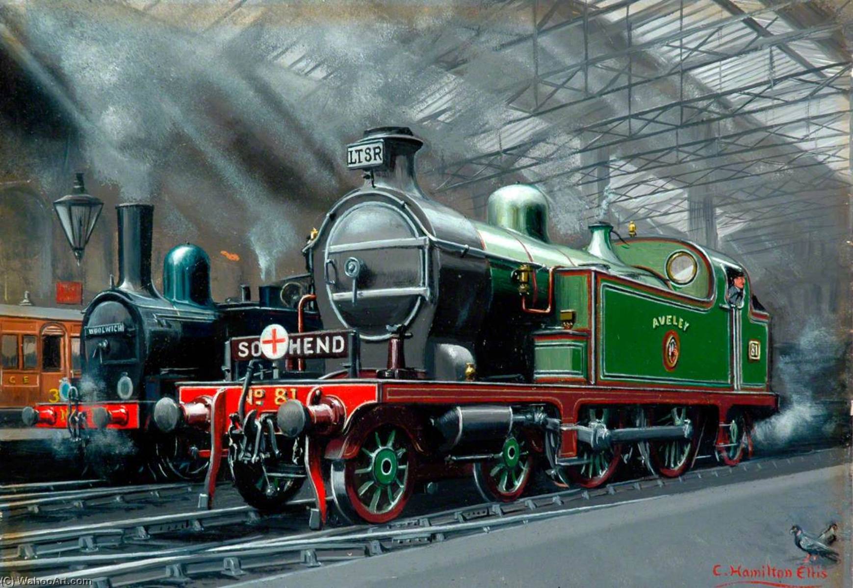 Order Oil Painting Replica London Tilbury and Southend Railway 4–4–2T Locomotive No.81 `Aveley` by Cuthbert Hamilton Ellis (Inspired By) (1909-1987) | ArtsDot.com