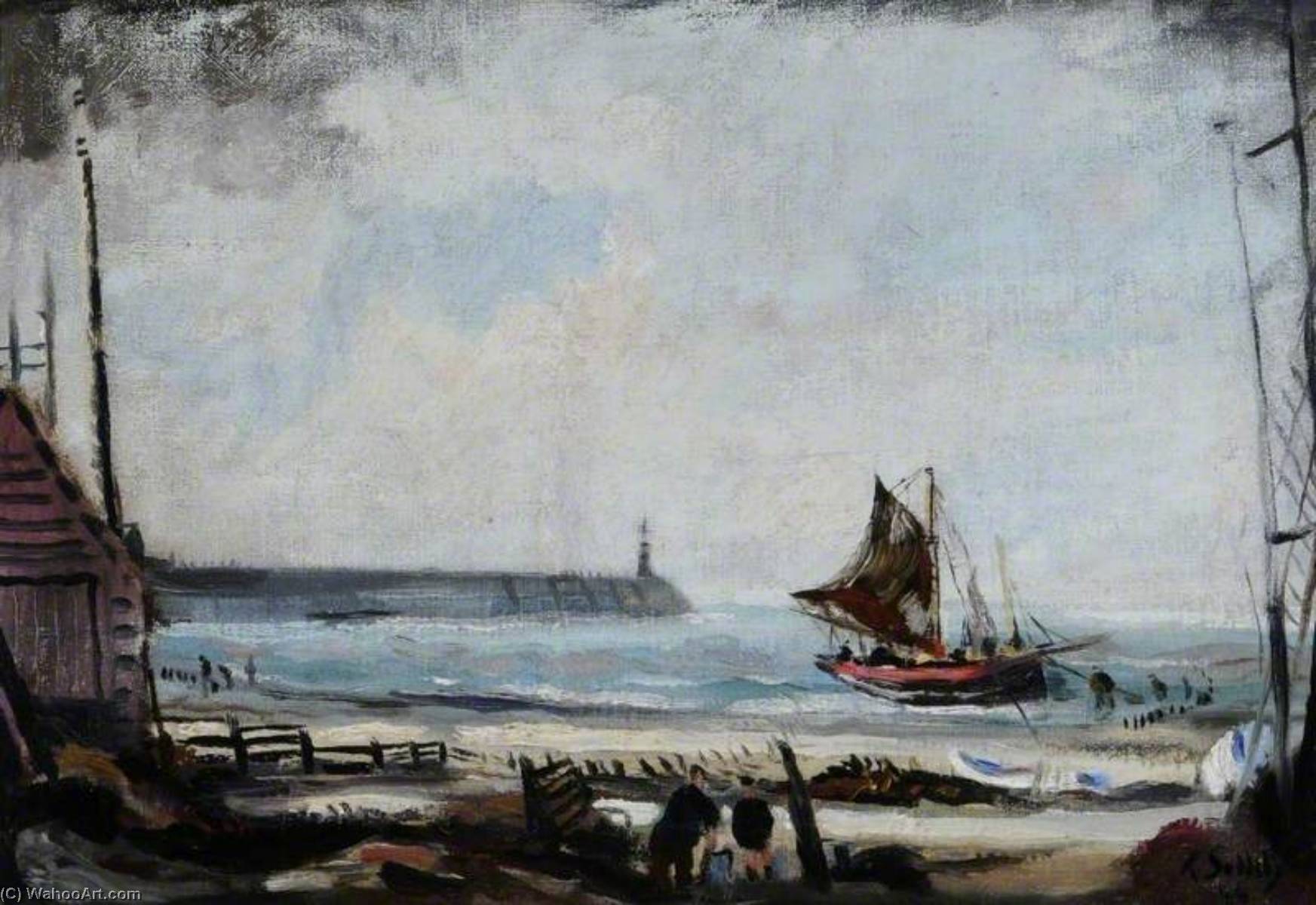Order Oil Painting Replica Coast Scene near the Stour Estuary, Suffolk, 1946 by Rowland Suddaby (Inspired By) (1912-1972) | ArtsDot.com