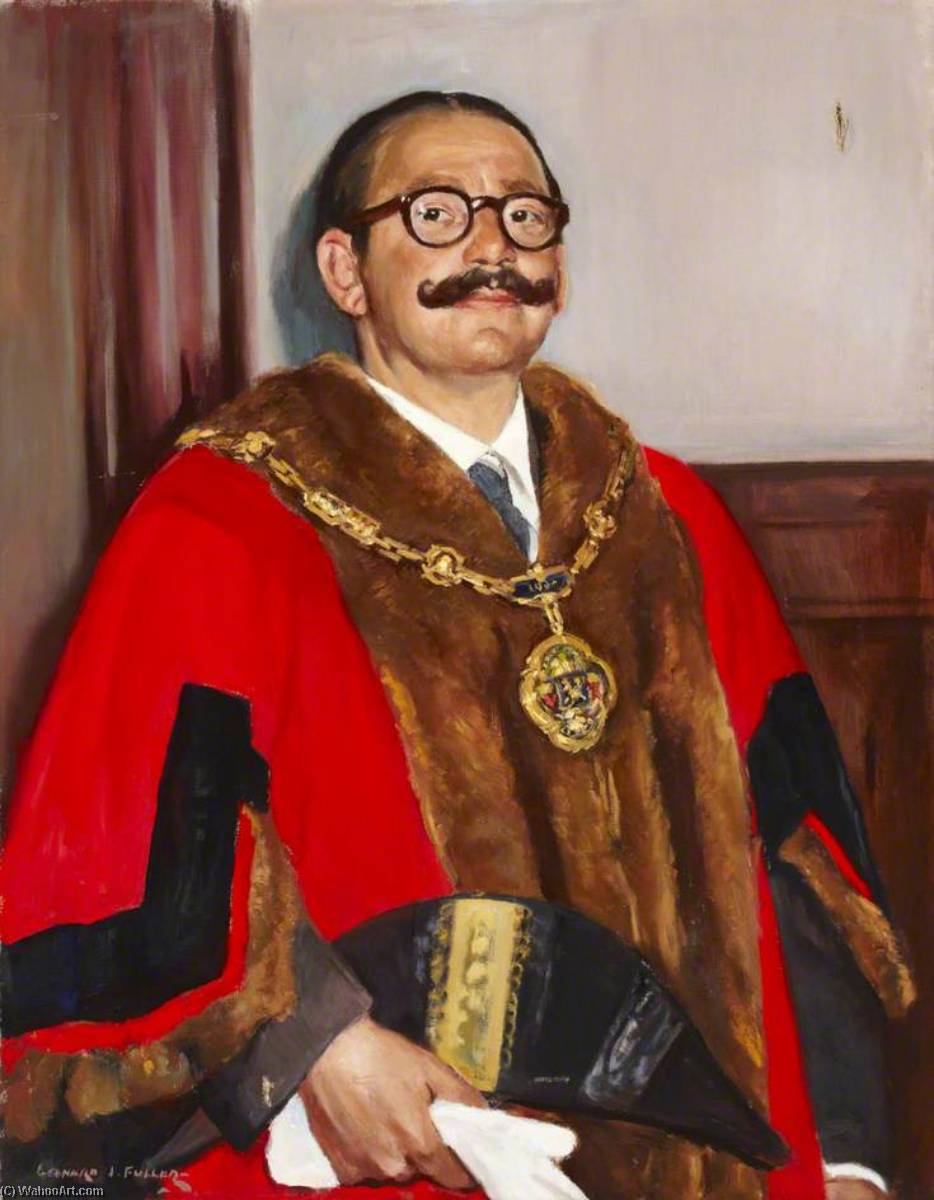 Order Oil Painting Replica Councillor John Wells, Lord Mayor of Westminster (1971–1972) by Leonard John Fuller (Inspired By) (1891-1973) | ArtsDot.com