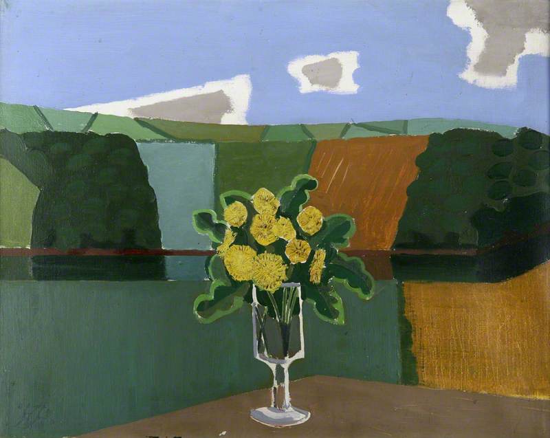 Buy Museum Art Reproductions Vase of Flowers in a Landscape by Kenneth Rowntree (Inspired By) (1915-1997, United Kingdom) | ArtsDot.com